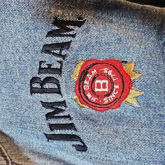 Jim Beam Trucker Jacket Coat Blue Jean Denim Button Down Faded Bourbon Whiskey S - Picture 5 of 15
